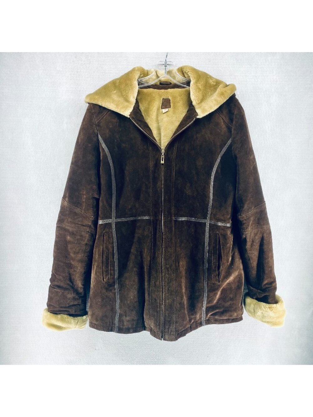 Vintage Wilson Leather Jacket Womens Large Brown Suede Full Zip Hooded